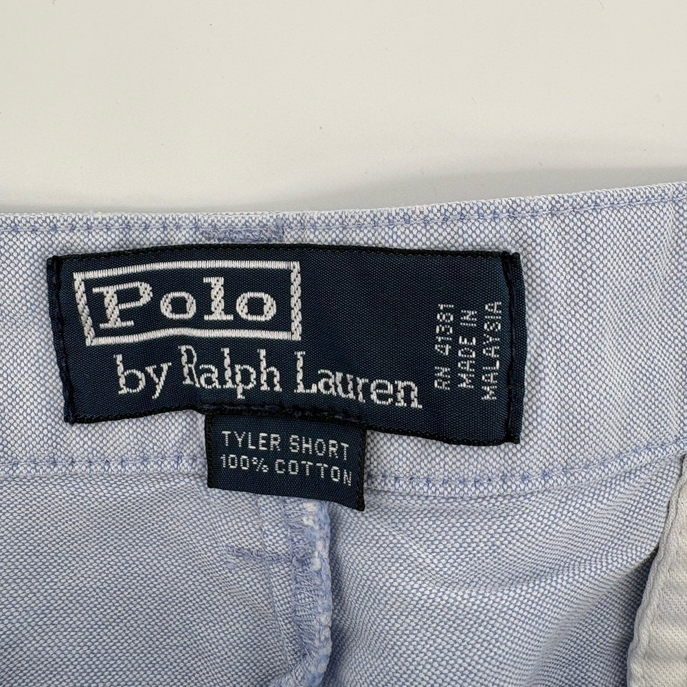 Polo Ralph Lauren Men's 38 Light Blue Tyler Chino Shorts Pleated 90s Preppy - Picture 3 of 7